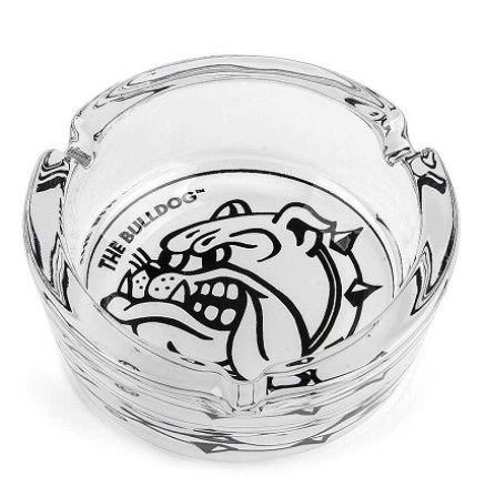 The Bulldog Original White Glass Ashtray